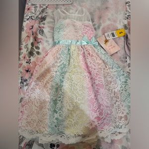 NWT Jona Michelle Rainbow dress with lace s5